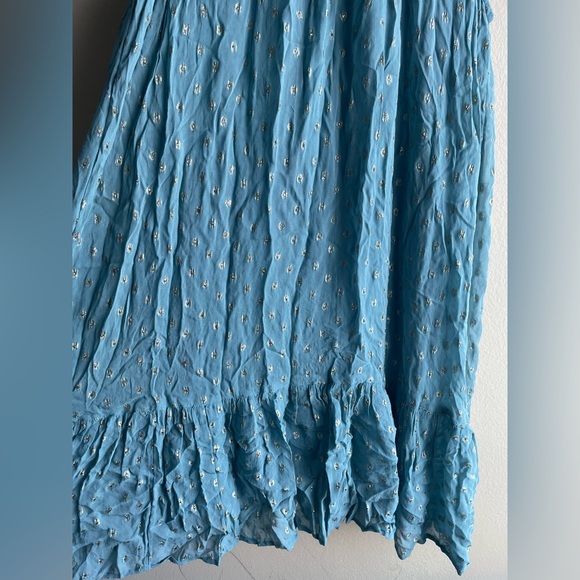 Anthropologie Women Blue Sheer Sleeveless Mid Dress Size XL - Picture 3 of 10